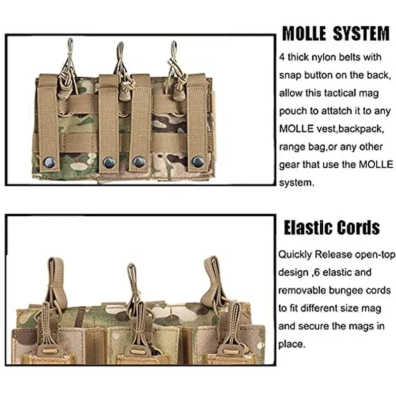 Bolsa táctica para revistas, bolsa Molle Mag individual/Triple, soporte para cartuchos de 2 capas para AK M4 M14 M16 AR - imagen 4