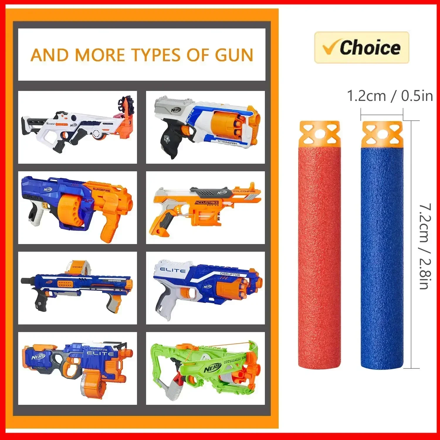 SOT200 Uds. Dardos de repuesto Nerff n-strike Elite Series Blasters pistolas de juguete niños cumpleaños juguetes de juego de rol balas de espuma de batalla juego regalo - imagen 3