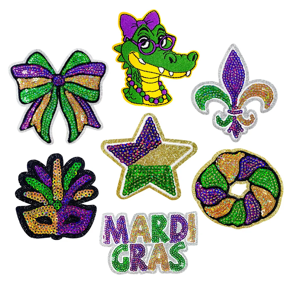 Parche bordado con plancha de Mardi Gras de Nueva Orleans, diseño de cuentas de máscara festiva para chaqueta, chaleco, insignia de celebración de fiesta, 2026 - imagen 4