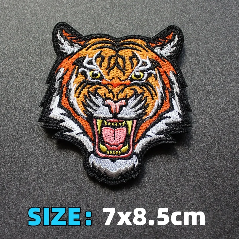 Parche de Velcro bordado de Avatar Animal, insignia de moral de cabeza de Tigre, oso, Lobo, accesorio táctico, brazalete, pegatinas de mochila - imagen 3