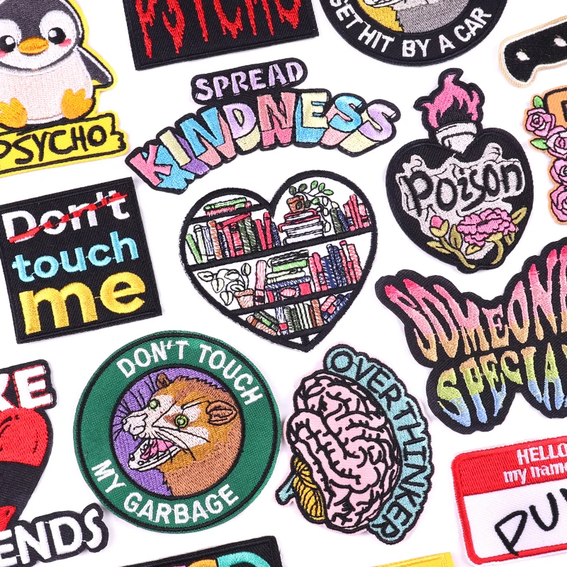 Parche Don't Touch Me con letras de dibujos animados/lema bordado, parches para planchar para ropa, parches termoadhesivos para ropa DIY - imagen 2