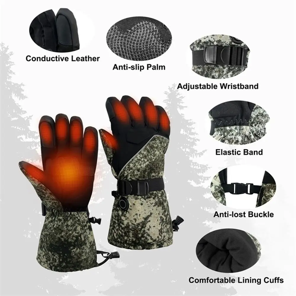 Guantes calefactores con pantalla táctil para exteriores, guantes calefactores eléctricos para ciclismo de invierno con caja de batería para esquiar, snowboard y escalar