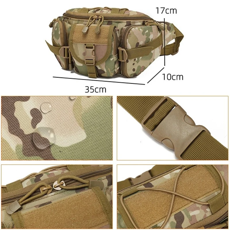 Riñonera impermeable para deportes al aire libre, bolsa de pecho multifuncional para pesca y acampada para hombres, mochilas tácticas militares de camuflaje - imagen 2
