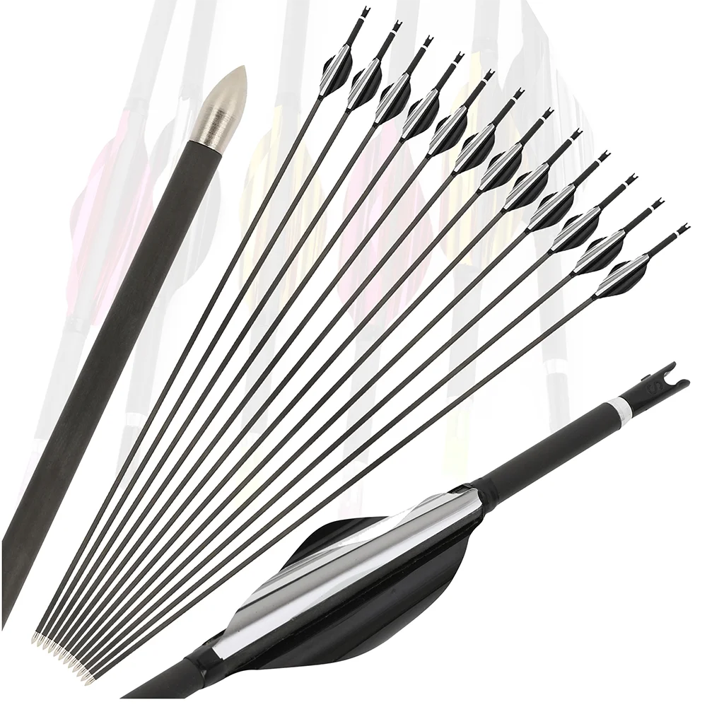 Flechas de carbono puro para caza con punta de acero inoxidable 4,2 mm