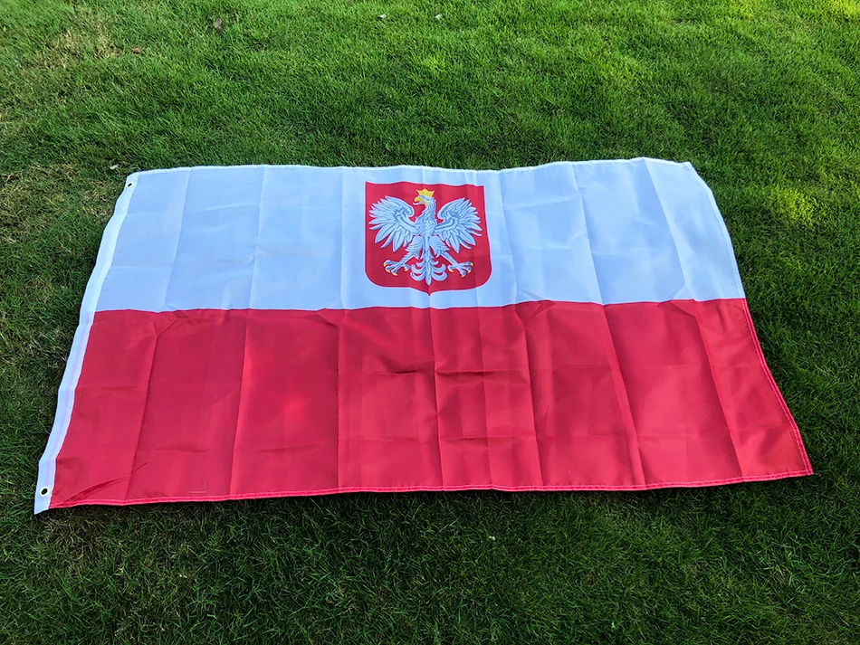 BANDERA DE CIELO Bandera de águila de Polonia 3X5Fts 90X150cm Bandera de águila de la República de Polonia Banderas polacas blancas rojas Banderas de la UE Polonia - imagen 2