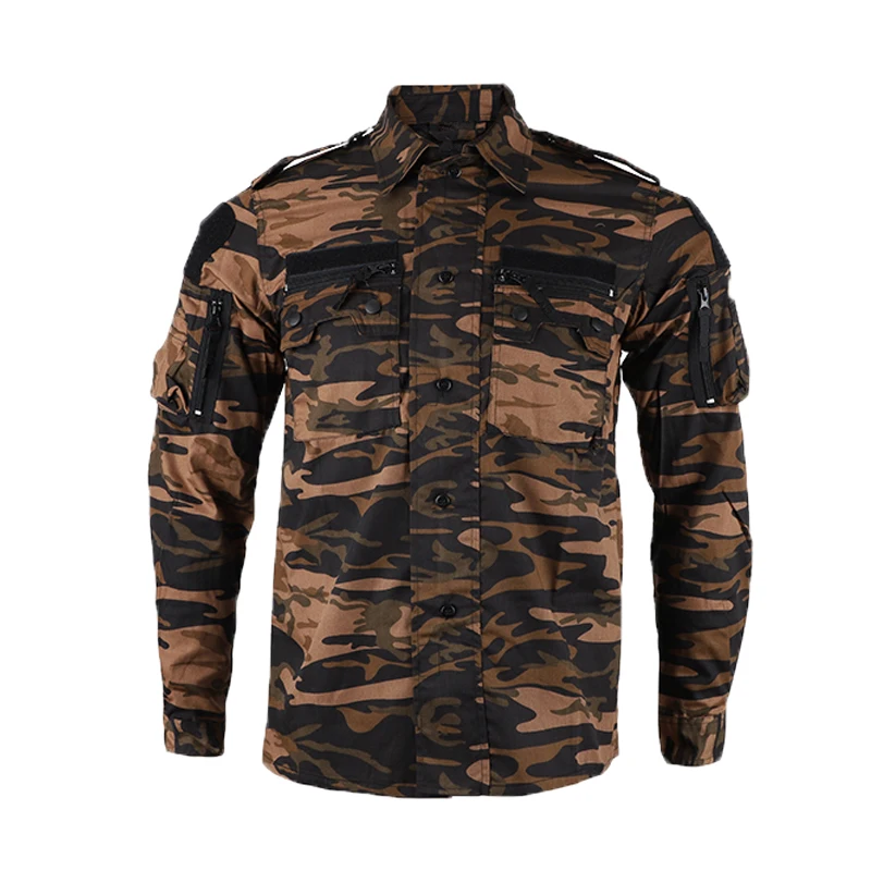 Traje táctico marrón de camuflaje al aire libre para hombre, uniforme de senderismo, ropa de caza, ropa de entrenamiento de combate - imagen 4