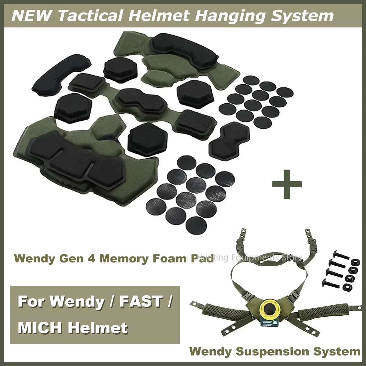Almohadillas tácticas para casco, sistema de suspensión y casco Gen 4 /Gen 1/Gen 2, almohadilla de espuma viscoelástica para accesorios para casco Wendy FAST MICH, almohadilla Wendy