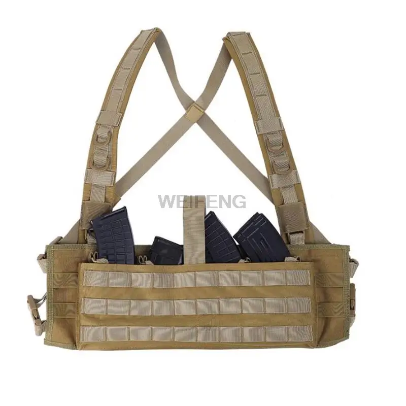 Chaleco táctico Molle, aparejo de pecho militar de 5,56mm, soporte para cargador, bolsa frontal para Paintball, Airsoft de caza - imagen 4
