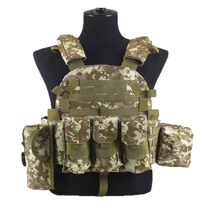 Chaleco táctico Molle para senderismo, portador de placa de camuflaje, entrenamiento corporal, táctico, caza al aire libre, Protección deportiva, 6094 - imagen 4