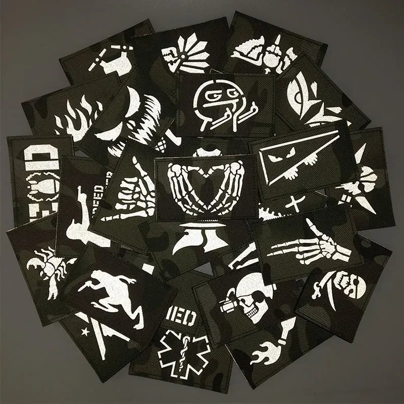 Parches tácticos Multicam, parches reflectantes infrarrojos IR en mochila, chaleco, ropa, insignias para exteriores, gancho y bucle - imagen 3