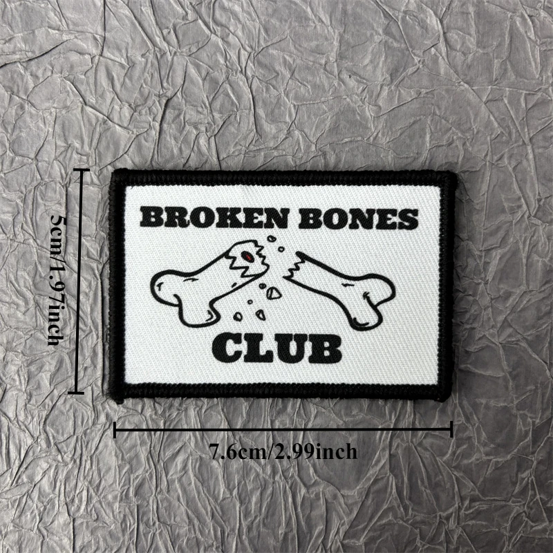 Parche de insignias de moral táctica del Club de huesos rotos en la ropa, brazalete impreso, parches militares con gancho y bucle, pegatina para mochila - imagen 4