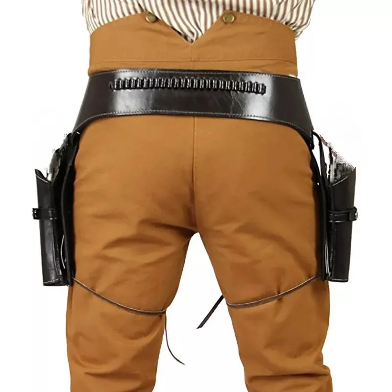 Accesorios de COSPLAY para actuaciones de escenario, cuero Artificial, ambos sidesRevolver cinturón, funda protectora para zurdos/diestros - imagen 4