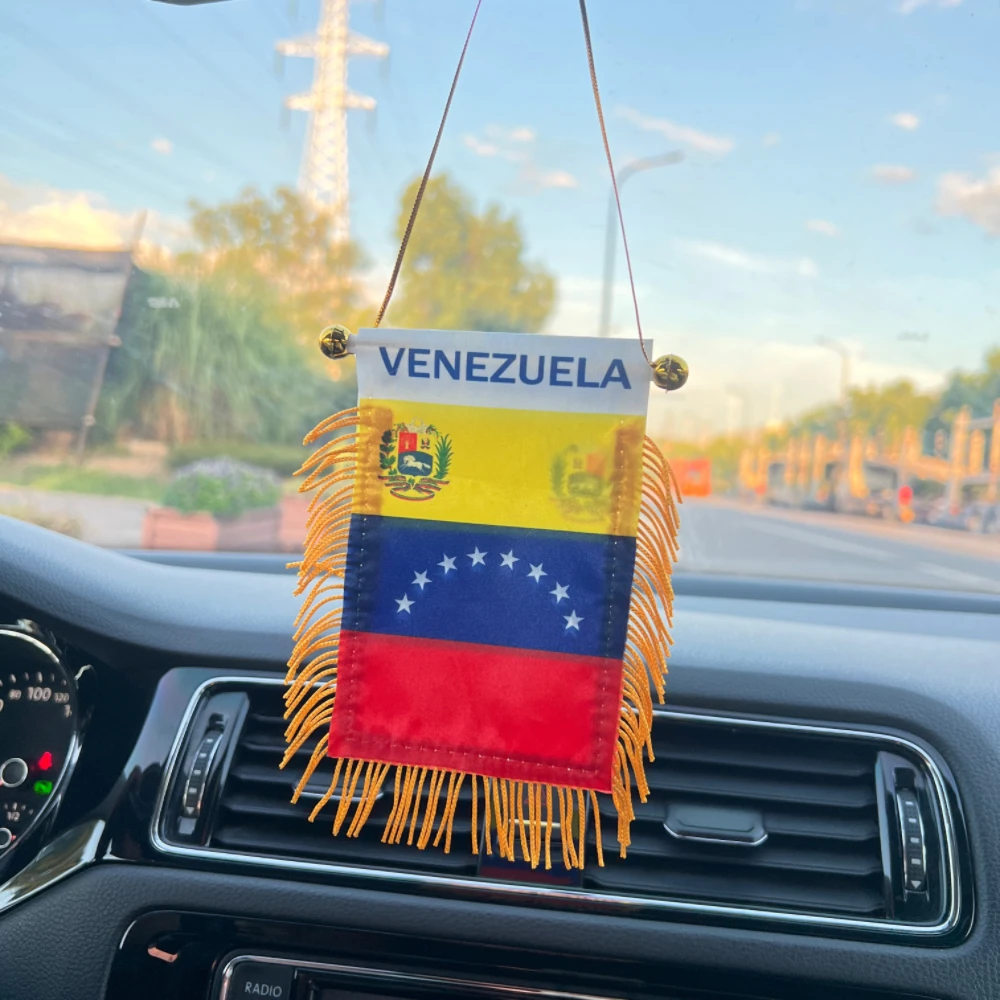 10x14cm decoración de ventana de coche poliéster Venezuela banderín colgante banderas Venezuela Mini banderín