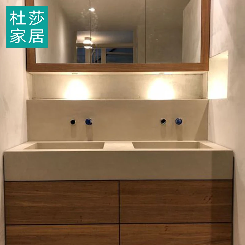 Combinación de lavabo integrado de madera maciza y pizarra, lavabo de baño moderno, mueble de baño para rostro, manos y lavabo - imagen 3