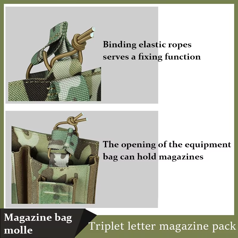 Triple portacargadores táctico MOLLE con tapa abierta para fusil - imagen 2