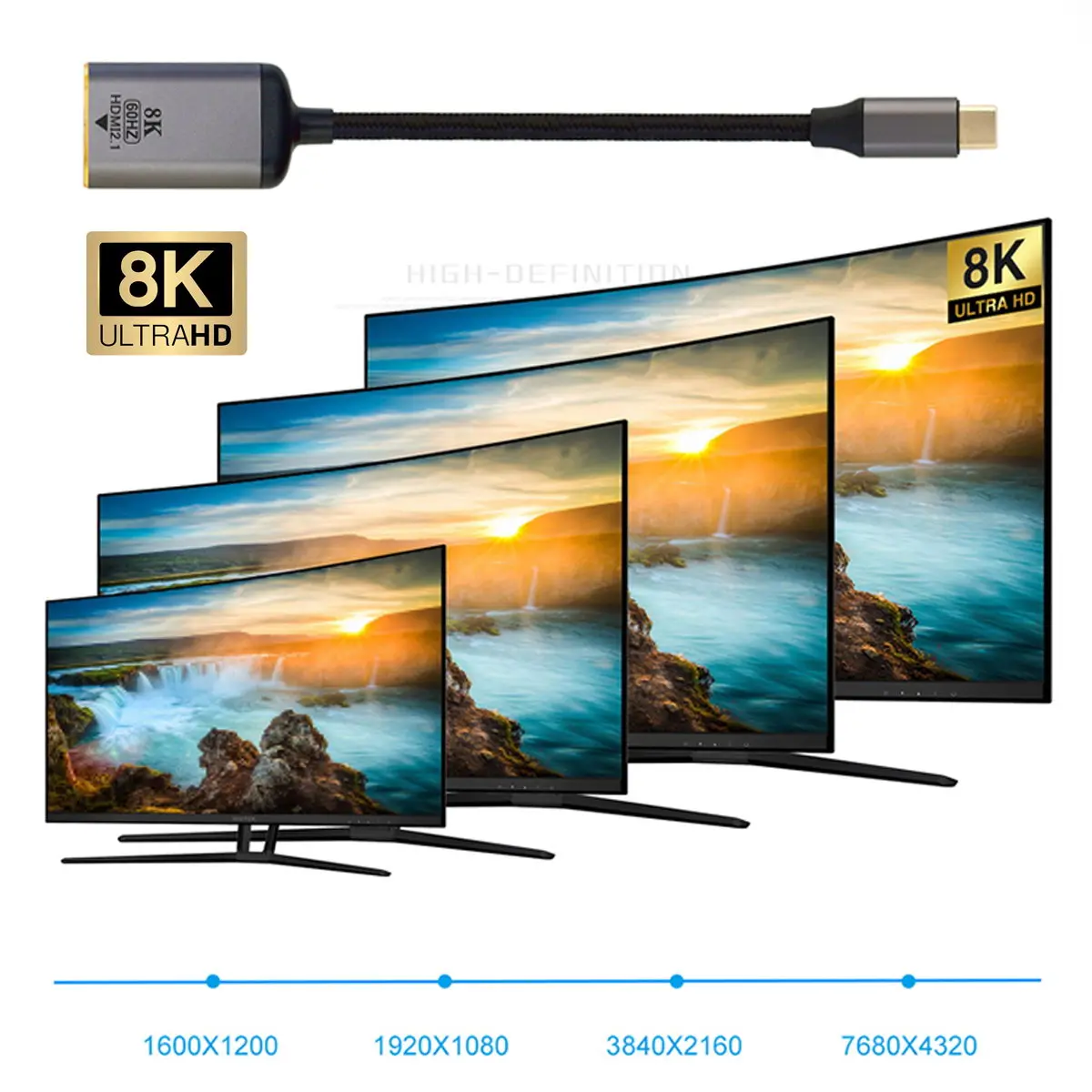 Chenyang-Pantalla de 8K 60HZ UHD 4K HDTV, Monitor macho tipo C, fuente USB4 USB-C a hembra, Cable HDTV 2,0 - imagen 2