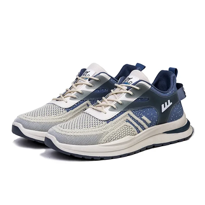 Zapatillas de deporte con cordones y parte inferior gruesa para hombre, calzado informal a la moda, con boca poco profunda, transpirables, para primavera y otoño, 2025