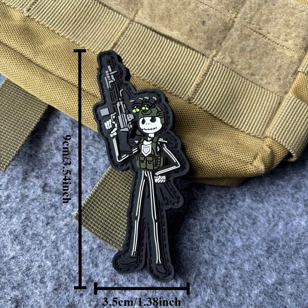 Parche táctico de esqueleto de armas de fuego, emblema de gancho y bucle de PVC, insignia de moral militar, brazalete, pegatinas para mochila - imagen 2