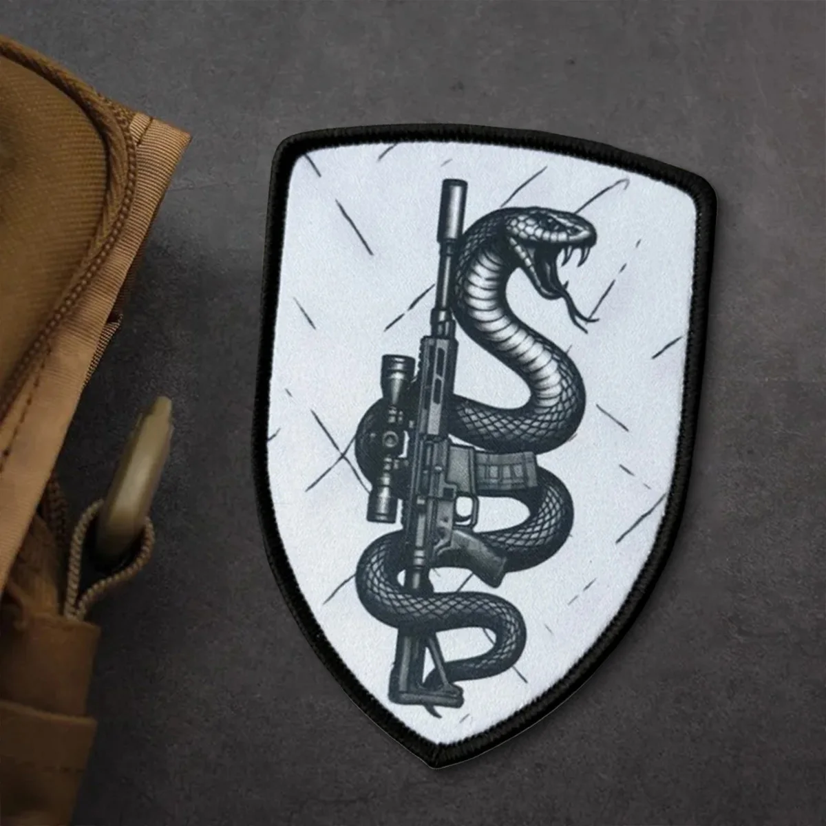 Parche táctico de serpiente "Sniper", parches de gancho y bucle, insignia de moral de Chevron, brazalete del ejército militar, pegatinas para mochila - imagen 2