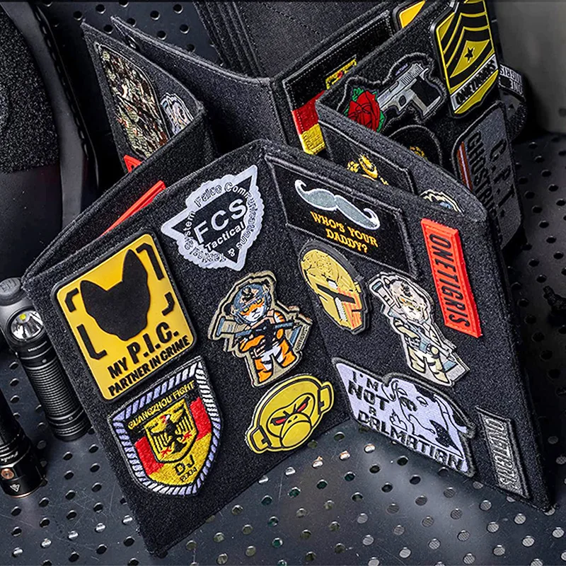 Tablero de almacenamiento de parches de brazalete táctico plegable, colección de insignias DIY, libro de exhibición, acabado de fieltro para coleccionistas - imagen 5