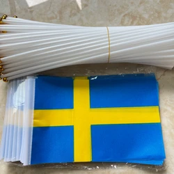 Bandera de mano Suecia poliéster permeable doble cara para eventos