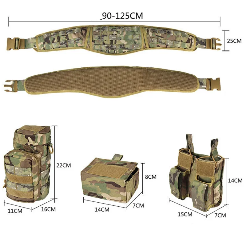 Conjunto de cinco piezas multifunción de camuflaje de 90-125CM de longitud, faja táctica, riñonera táctica 5 en 1, bolsa para accesorios de caza - imagen 3