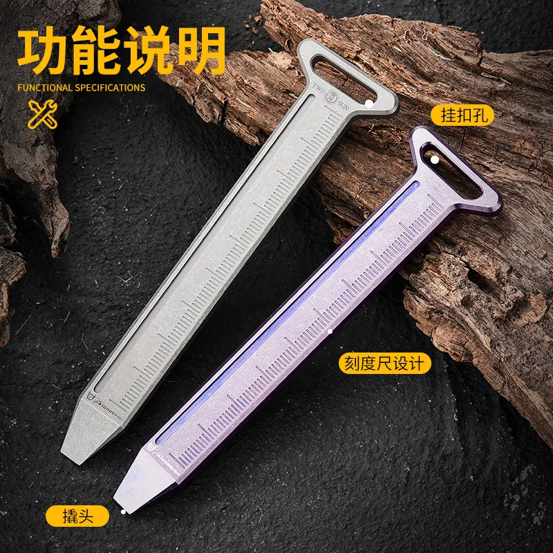 Adorno de mochila portátil con regla divisoria de escala multifuncional de aleación de titanio - imagen 4