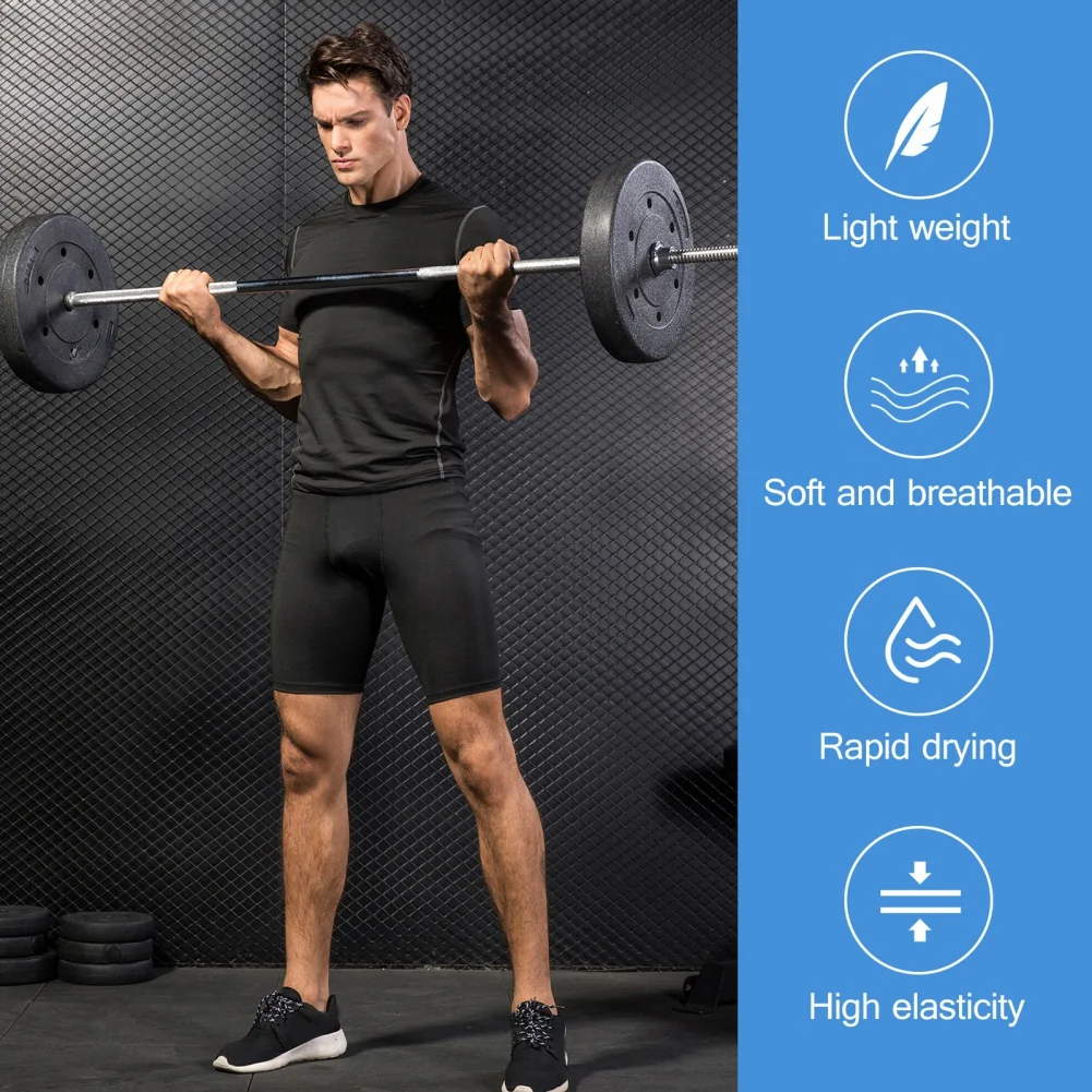 1 Uds pantalones cortos de compresión para hombres pantalones cortos elásticos transpirables de secado rápido para baloncesto correr bádminton ciclismo Fitness deporte corto - imagen 5
