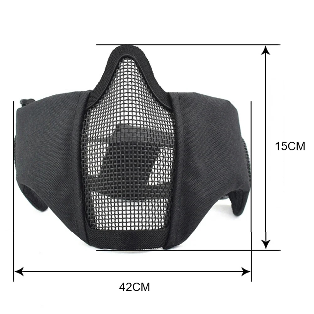 Máscara táctica Airsoft de media cara para disparar Paintball CS, máscara de malla de acero plegable con protección para los oídos, máscara de Cosplay de caza Militar - imagen 3