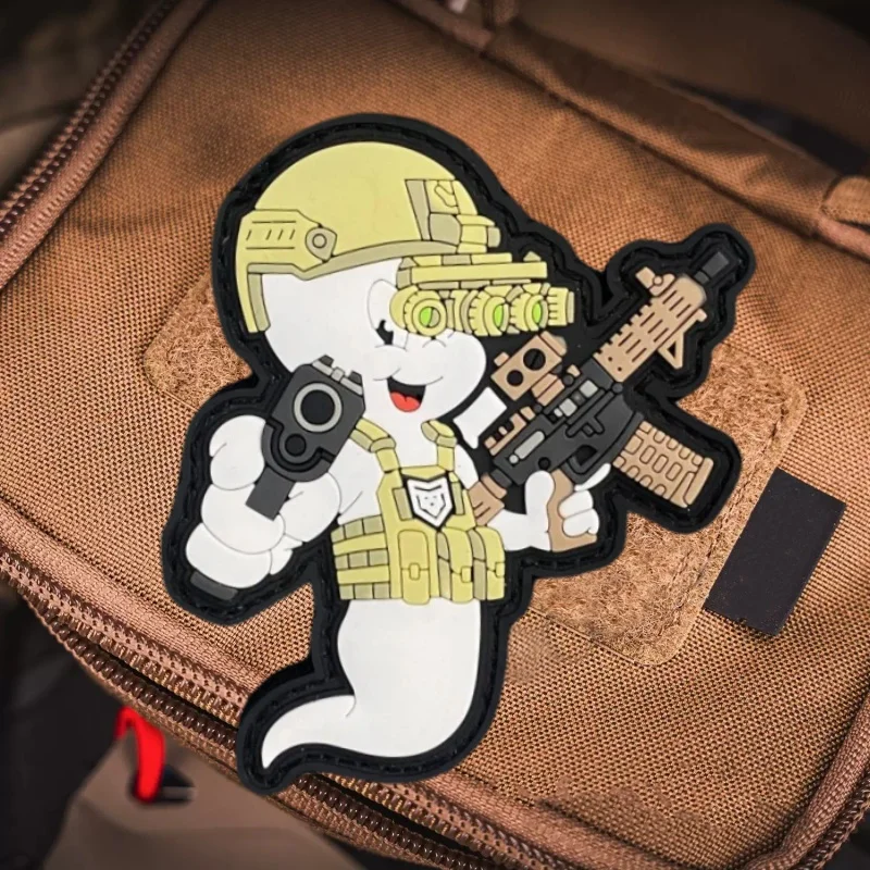 Casper con NODS insignias de moral de PVC parche en ropa gancho bucle parches militares tácticos mochila brazalete pegatinas