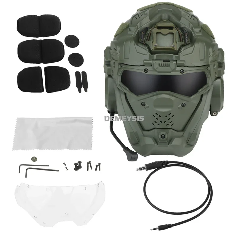 Cascos Airsoft, casco de Paintball táctico protector totalmente cubierto con auriculares de comunicación, cascos deportivos de tiro ajustables - imagen 2