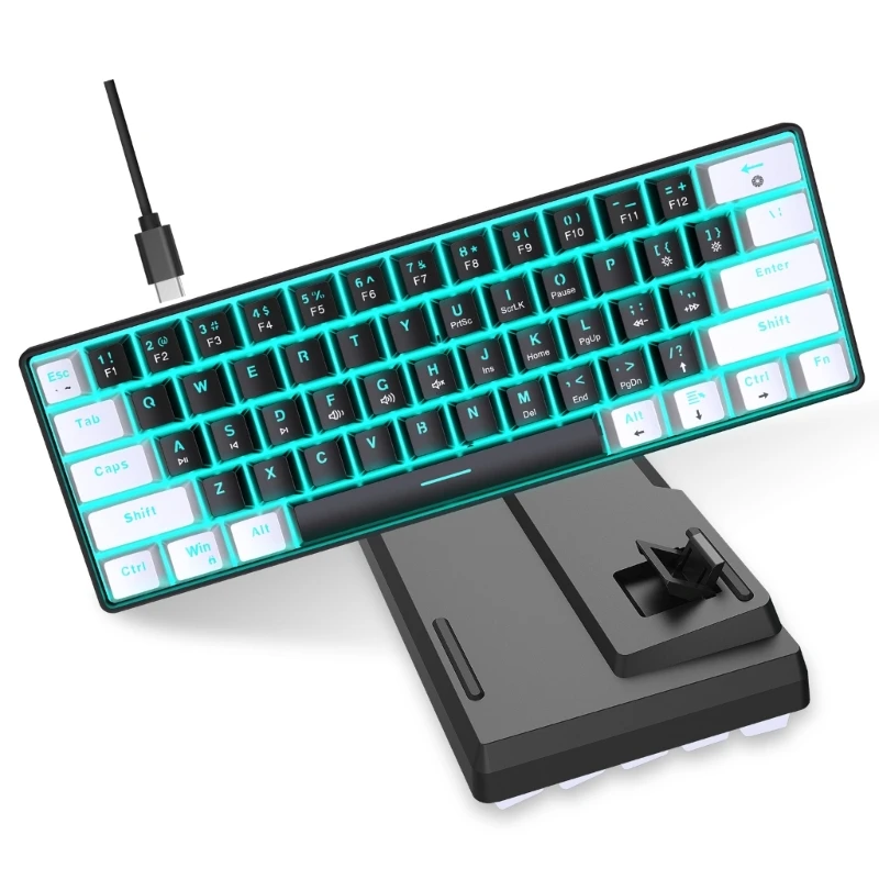 Teclado ergonómico con cable USB, Teclado mecánico 61 teclas, cable USB, teclado retroiluminado RGB para juegos, teclado con - imagen 5