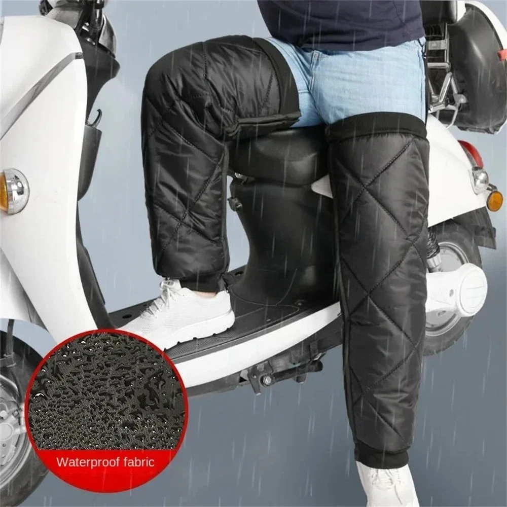 1 par de mangas cálidas para piernas de invierno, rodilleras para motocicleta, cubierta impermeable para piernas a prueba de viento, calentador para deportes al aire libre, ciclismo, esquí - imagen 4