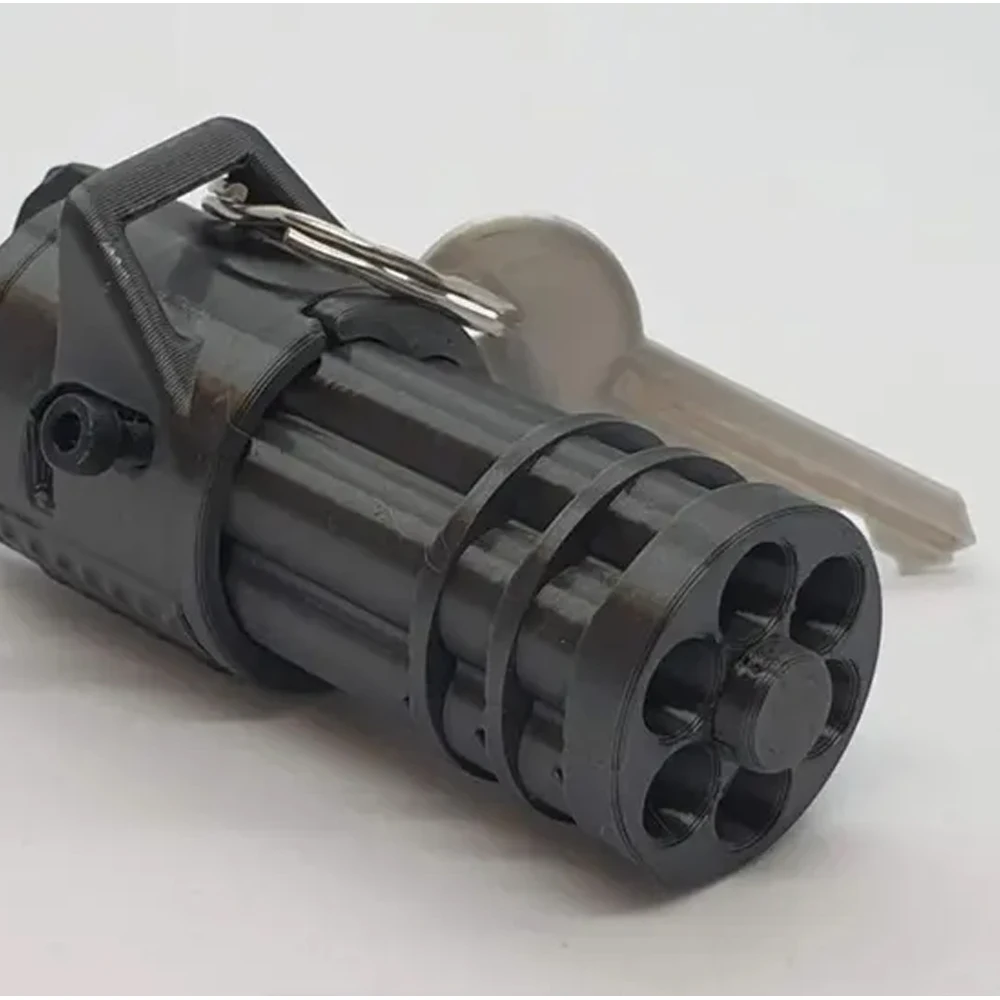 Mini llavero de pistola Gatling funcional, llavero de juguete BB Blaster, juguetes de tiro de bala BB, llavero impreso en 3D, juguete de descompresión - imagen 4