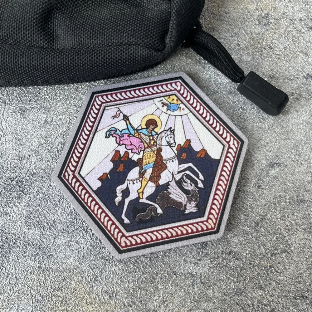 “St. Parche táctico de moral de George The Victorious", brazalete del ejército militar, parches de gancho y bucle impresos, pegatina para mochila de ropa - imagen 4
