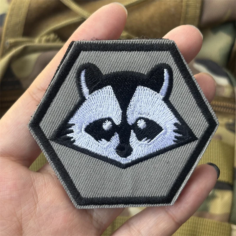 Parche bordado de mapache para ropa, insignias de moral, parches militares tácticos con gancho, pegatinas para mochila - imagen 5