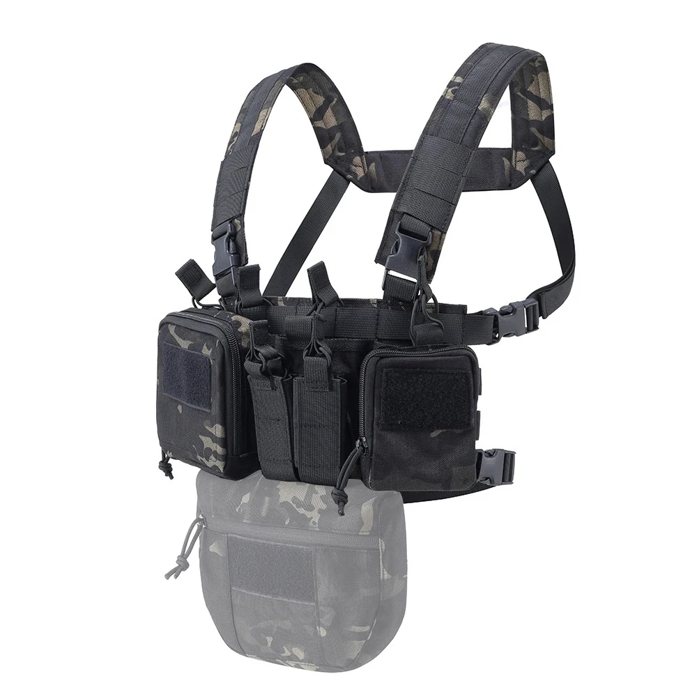 Chaleco táctico de nailon 500D MOLLE, aparejo de pecho ajustable Airsoft, bolsa Mag, hebilla de liberación rápida, entrenamiento de combate, caza y Camping - imagen 4