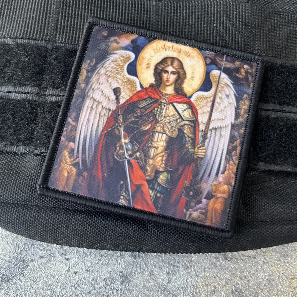 Parche táctico Arcángel Michael, brazalete del ejército de moral militar, parches de gancho y bucle impresos para pegatina de mochila - imagen 5