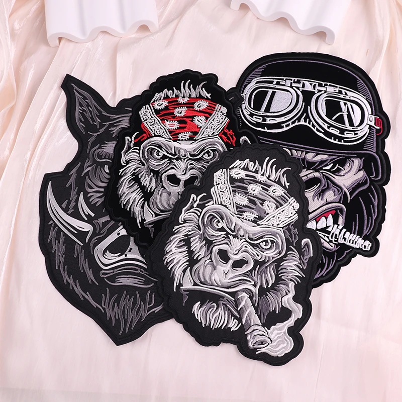 Parche de mono fresco para chaquetas de cuero, parches bordados para coser para ropa DIY, parche de cabeza de Animal para motociclista, parches para planchar - imagen 5