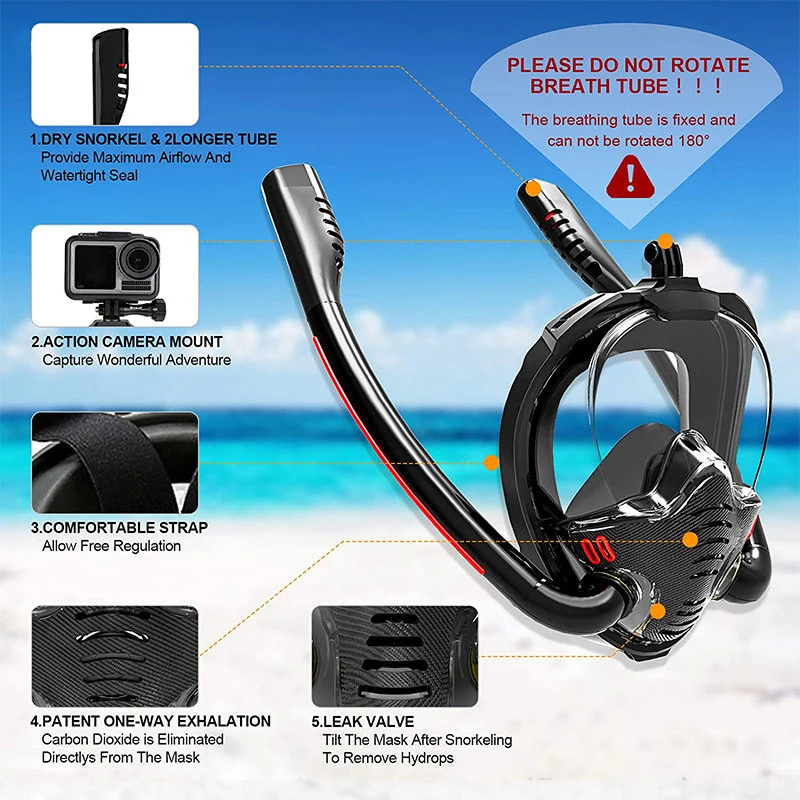 JSJM Máscara de buceo cara completa – Snorkel para adultos - imagen 3