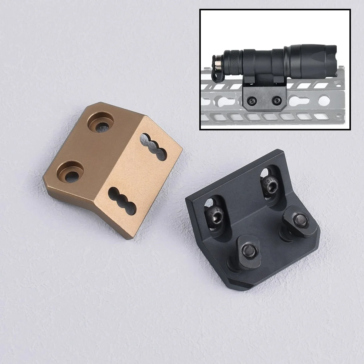 Base de montaje para linterna táctica, luz de explorador, carril lateral para Surefir M300 M600 M600C, compatible con sistema SMR, Mlok Keymod, 20mm, Picatinny - imagen 5