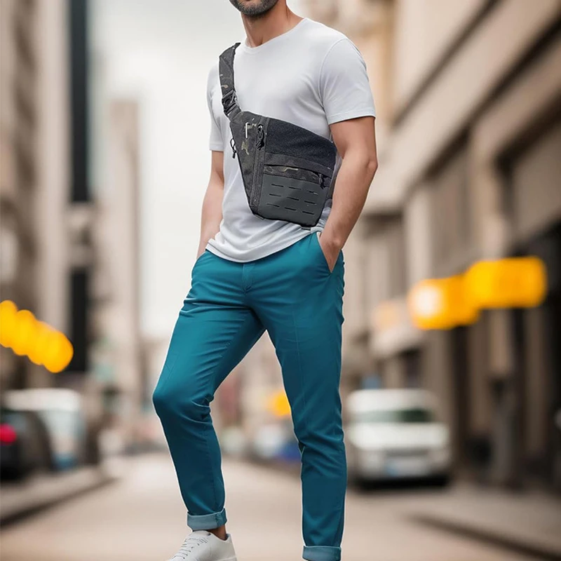 Bolsa antirrobo, bolsa de pecho, bolsa para axilas, agente oculto para hombre, bolso de hombro de combate Molle, billetera de viaje al aire libre, bolsa antirrobo para llaves de teléfono - imagen 3