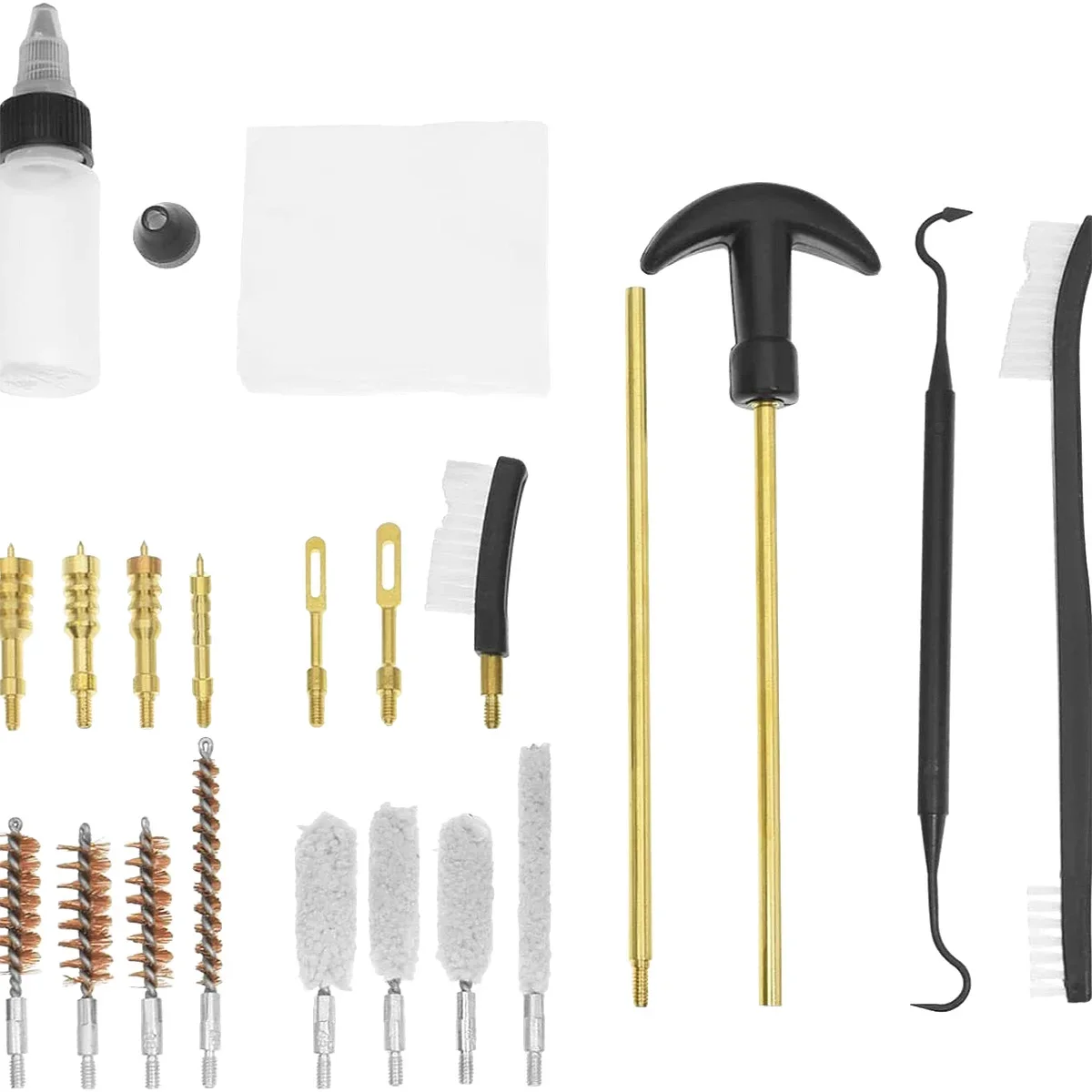 Kit de limpieza de pistola, herramienta de cepillo de barril, parches de algodón de 9mm, juego de alfombrillas, varilla Universal, accesorios de caza G19 M16 AR15 AK74 - imagen 5