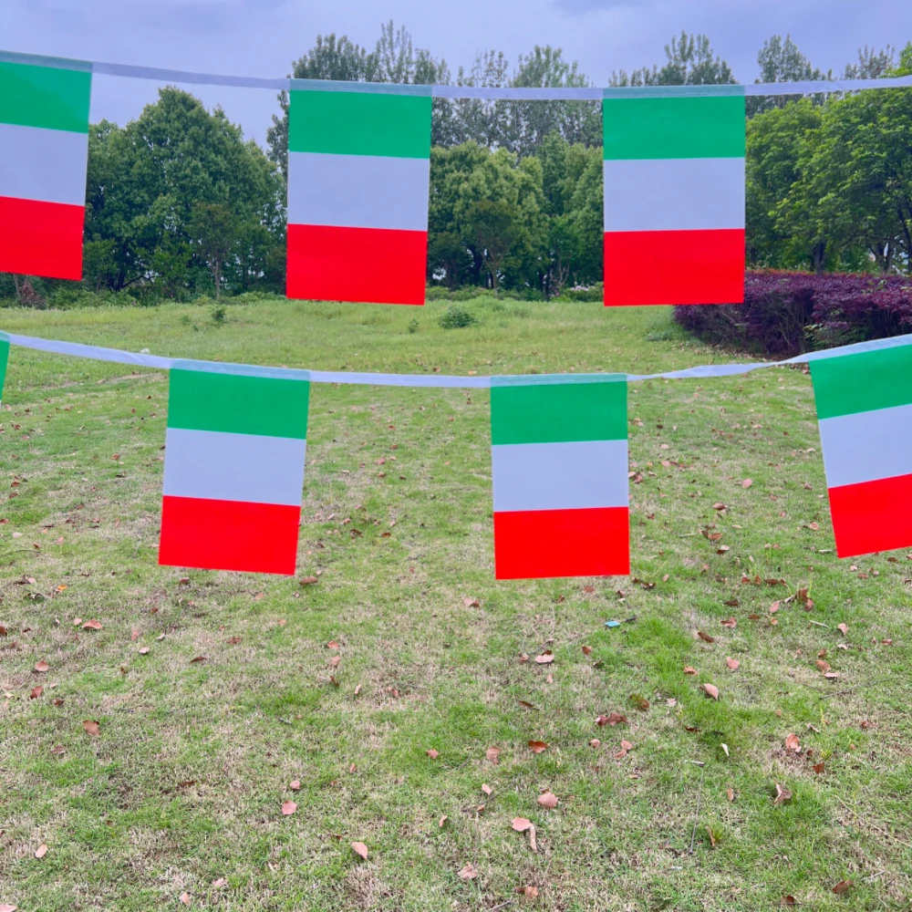Banderas italianas, banderines italianos, 14x21cm, 20 piezas, banderines de cuerdas, festivales, fiestas y vacaciones - imagen 2
