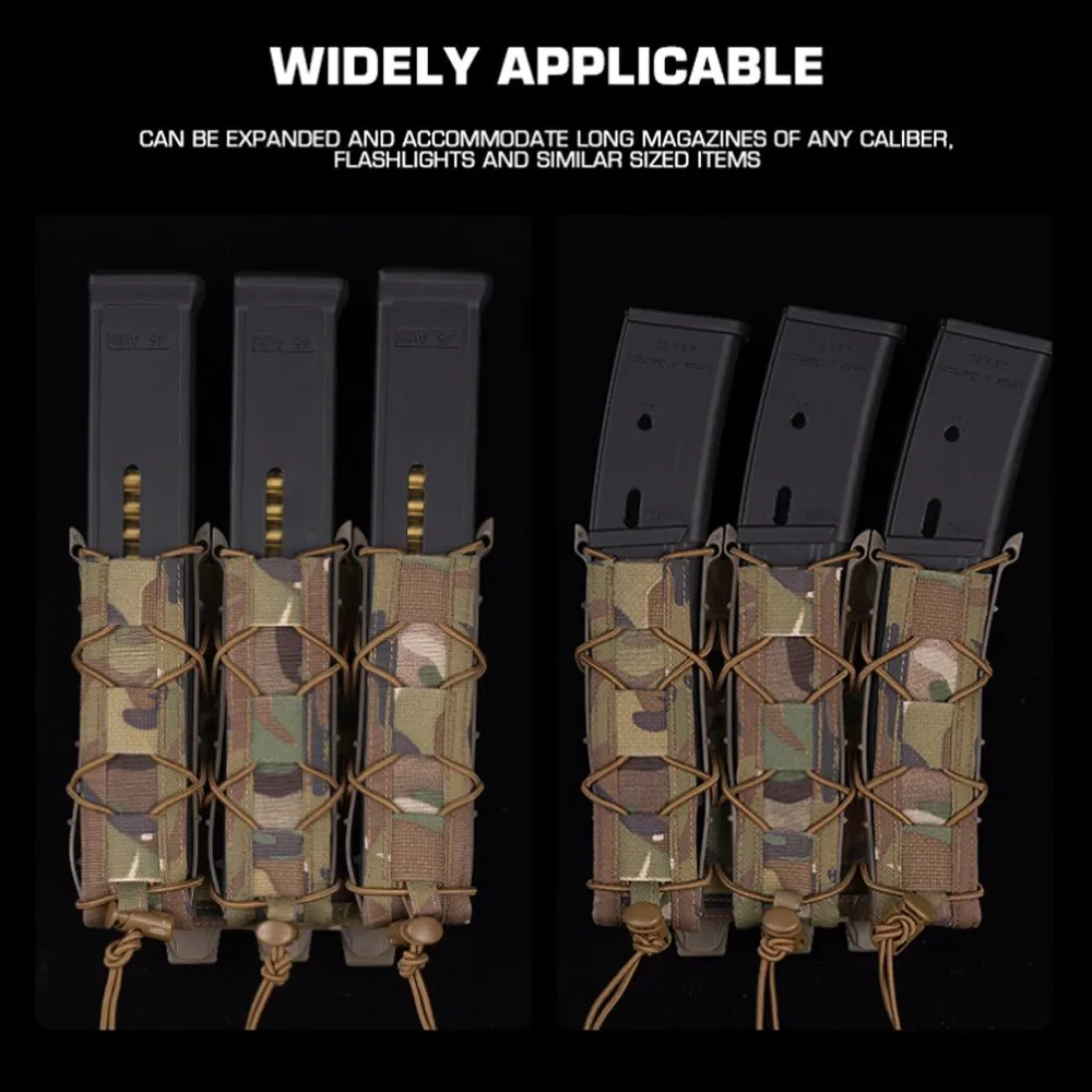 Bolsa táctica tipo tigre larga Triple Quick Pull 9mm Molle Mag accesorios Airsoft - imagen 5