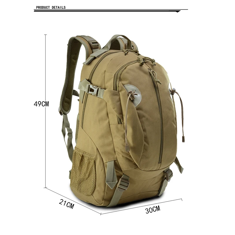 Mochila para acampar para hombre, Montañismo al aire libre, senderismo, Camping, bolsa de viaje, mochila táctica militar de camuflaje con espalda suave para caza - imagen 2