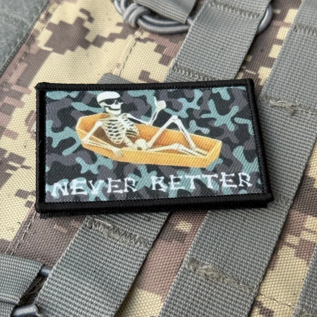 Parche "Never Better", calavera táctica, moral, ejército militar, apliques personalizados, pegatina para mochila, parches de gancho y bucle de PVC para ropa - imagen 5