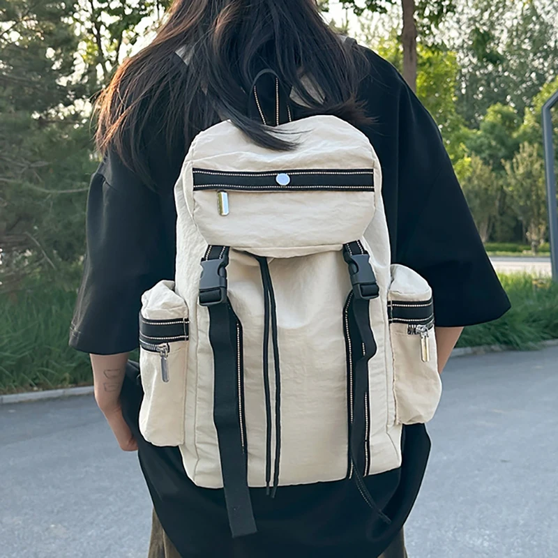 Mochila de Fitness con cordón, almacenamiento grande, para viajes, acampar al aire libre, ir al trabajo, bolsa de compras para hombres y mujeres, mochila escolar para ordenador portátil universitario