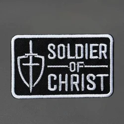 Parche bordado con escudo cruzado de soldado de Cristo, insignia de moral con gancho y bucle táctico, pegatinas para mochila, parches para brazalete para ropa