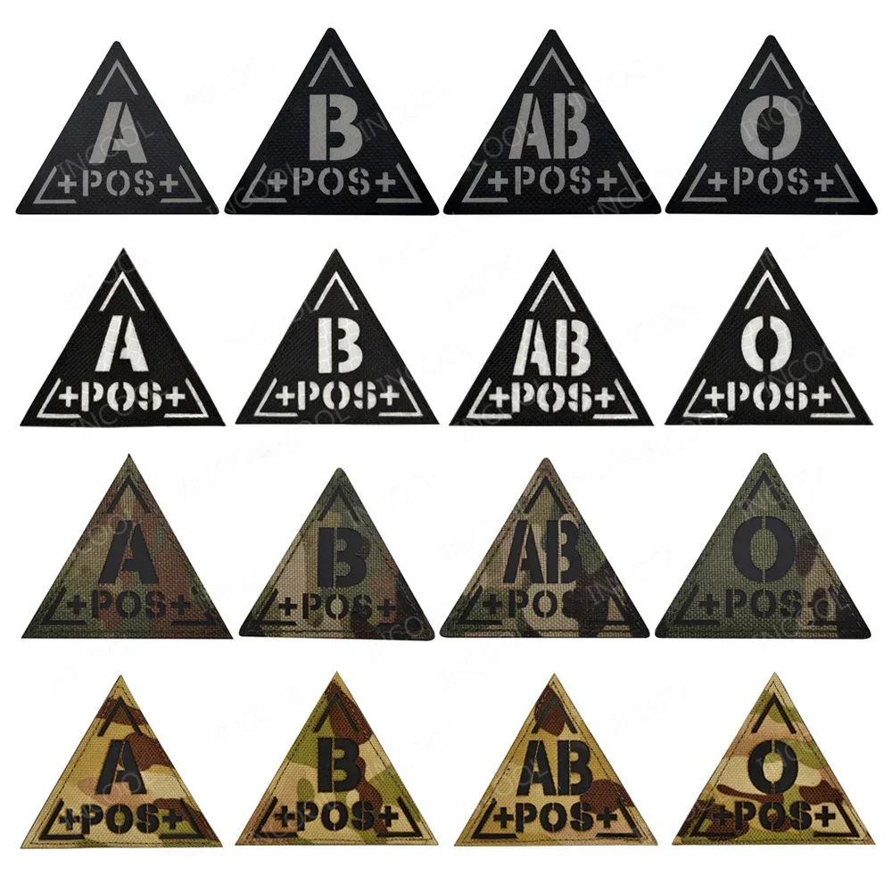 Sangre reflectante tipo A B AB O POS positivo NEG parche bordado negativo insignias decorativas tácticas que brillan en la oscuridad para ropa - imagen 2